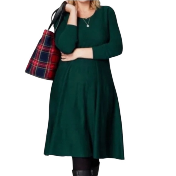 J. Jill Dresses & Skirts - 🌻J.Jill Green Yak Hair Blend A-line Long Sleeve Dress Size Large EUC